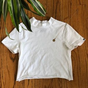 White Mock Neck Vintage Tee Shirt